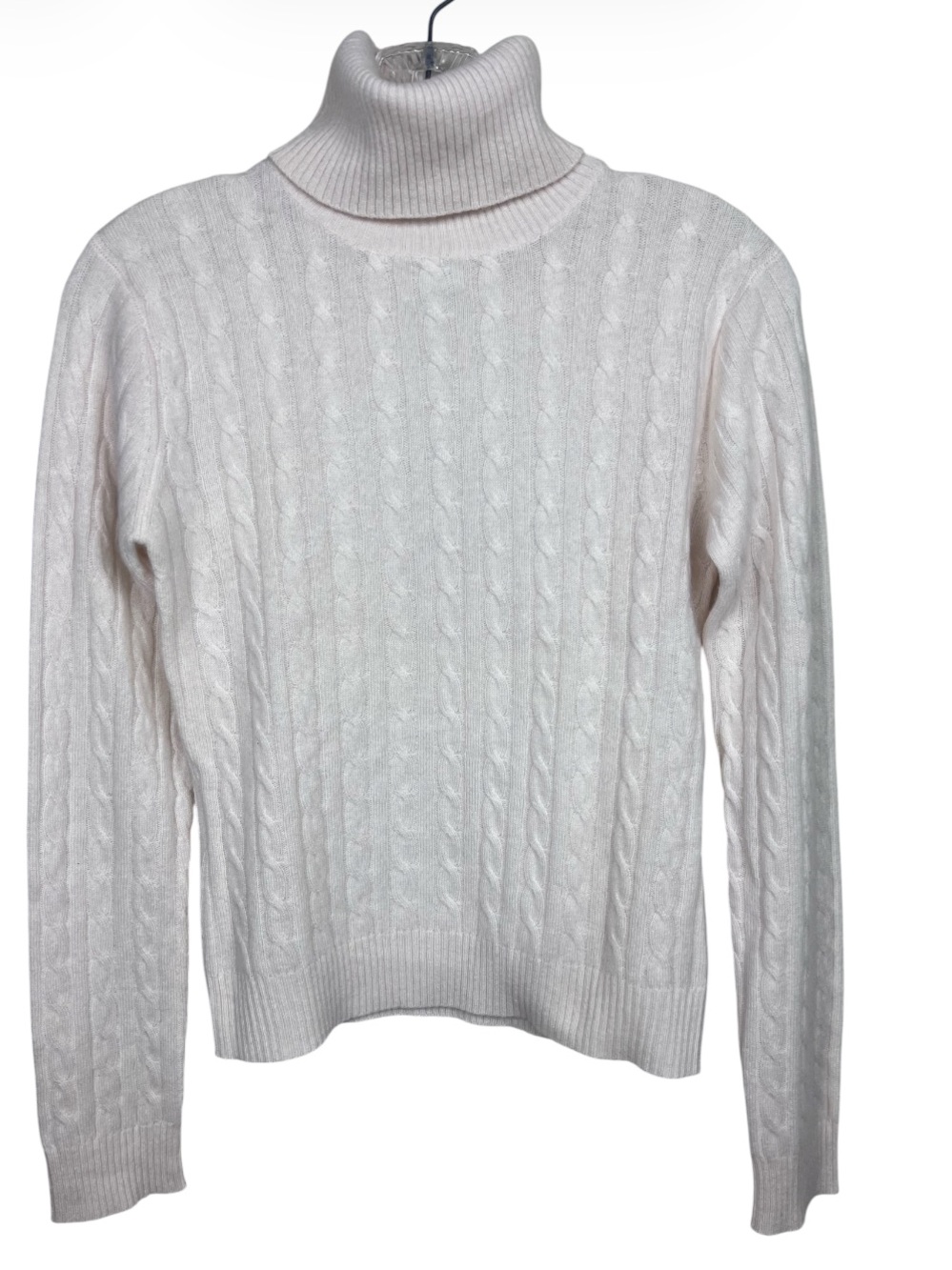 AQUA 100% Cashmere Cream Cable Knit Turtleneck Sweater Size XS